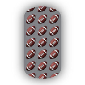 Football Nail Wraps | Sports Nail Art | Footballs over a Dark Gray Background