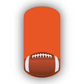 Football Nail Wraps | Sports Nail Art | Single Football over a Dark Orange Background