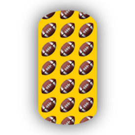 Football Nail Wraps | Sports Nail Art | Footballs over a Gold Background