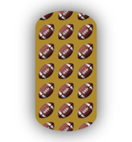 Football Nail Wraps | Sports Nail Art | Footballs over a Golden Background