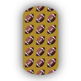 Football Nail Wraps | Sports Nail Art | Footballs over a Golden Background