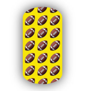 Football Nail Wraps | Sports Nail Art | Footballs over a Lemon Yellow Background