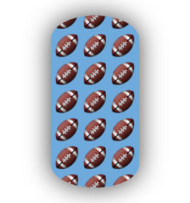 Football Nail Wraps | Sports Nail Art | Footballs over a Light Blue Background