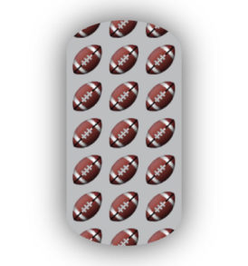 Football Nail Wraps | Sports Nail Art | Footballs over a Silver Background