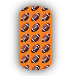 Football Nail Wraps | Sports Nail Art | Footballs over a Light Orange Background