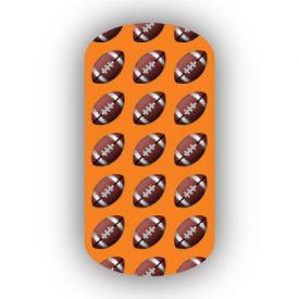 Football Nail Wraps | Sports Nail Art | Footballs over a Light Orange Background