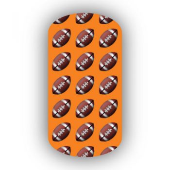 Football Nail Wraps | Sports Nail Art | Footballs over a Light Orange Background