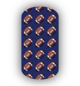 Football Nail Wraps | Sports Nail Art | Footballs over a Navy Blue Background