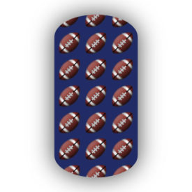 Football Nail Wraps | Sports Nail Art | Footballs over a Navy Blue Background