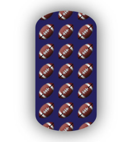 Football Nail Wraps | Sports Nail Art | Footballs over a Plum Background