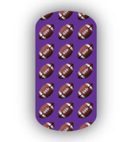 Football Nail Wraps | Sports Nail Art | Footballs over a Purple Background