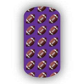 Football Nail Wraps | Sports Nail Art | Footballs over a Purple Background