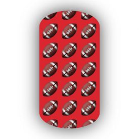 Football Nail Wraps | Sports Nail Art | Footballs over a Red Background