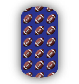 Football Nail Wraps | Sports Nail Art | Footballs over a Royal Blue Background