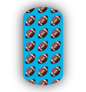 Football Nail Wraps | Sports Nail Art | Footballs over a Teal Background