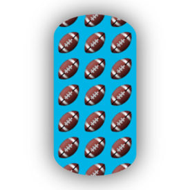 Football Nail Wraps | Sports Nail Art | Footballs over a Teal Background