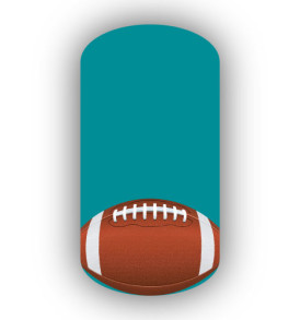 Football Nail Wraps | Sports Nail Art | Single Football over an Aqua Background