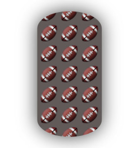 Football Nail Wraps | Sports Nail Art | Footballs over a Charcoal Background