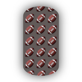 Football Nail Wraps | Sports Nail Art | Footballs over a Charcoal Background