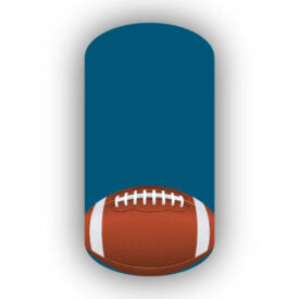Football Nail Wraps | Sports Nail Art | Single Football over a Teal-Blue Background