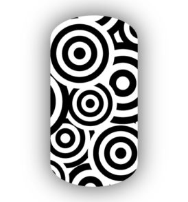 White & Black Bullseye Nail Wraps