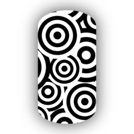 White & Black Bullseye Nail Wraps