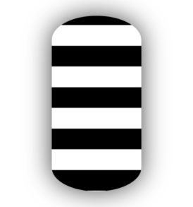 White & Black Fat Horizontal Striped Nail Wraps