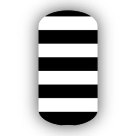 White & Black Fat Horizontal Striped Nail Wraps