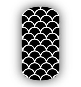 Black with White Fish Scales Nail Wraps