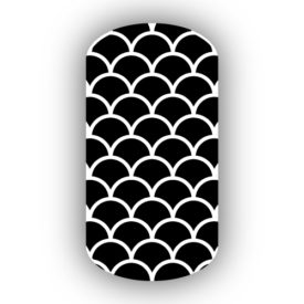 Black with White Fish Scales Nail Wraps