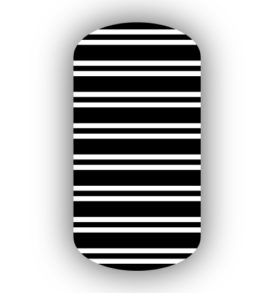Black with White Horizontal Pinstriped Nail Wraps
