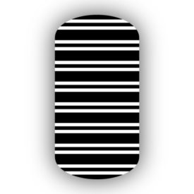 Black with White Horizontal Pinstriped Nail Wraps