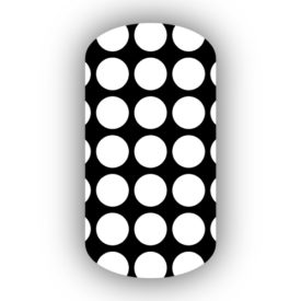 Black with White Large Polka Dots Nail Wraps