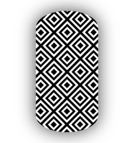 Black with Layered Squares Nail Wraps