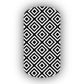 Black with Layered Squares Nail Wraps
