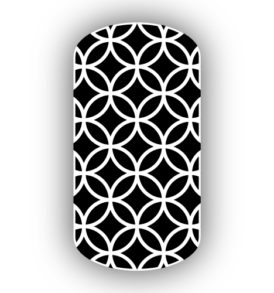Black with White Overlapping Circles Nail Wraps