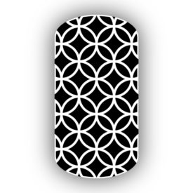 Black with White Overlapping Circles Nail Wraps