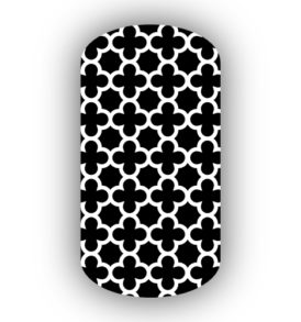 Black & White Quatrefoil Nail Wraps