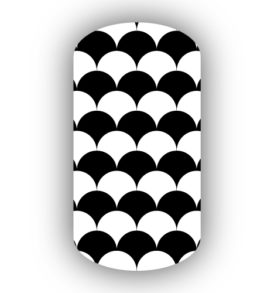 White & Black Scallop Nail Wraps