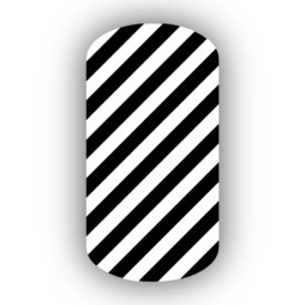 White & Black Skinny Diagonal Striped Nail Wraps