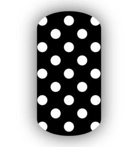 Black with White Small Polka Dots Nail Wraps