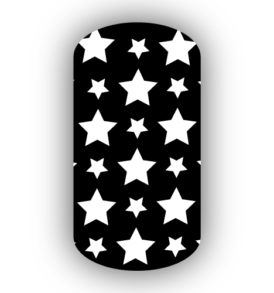 Black with White Stars Nail Wraps