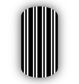 White with Black Vertical Pinstriped Nail Wraps