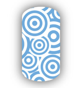 White & Light Blue Bullseye Nail Wraps