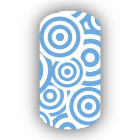 White & Light Blue Bullseye Nail Wraps