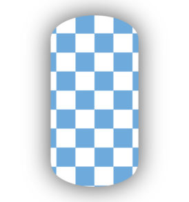 Light Blue & White Checkered Nail Wraps