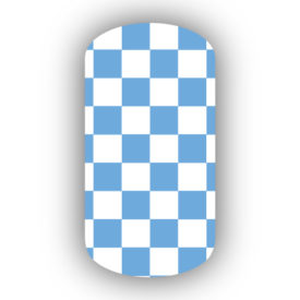 Light Blue & White Checkered Nail Wraps