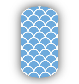 Light Blue with White Fish Scales Nail Wraps