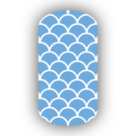 Light Blue with White Fish Scales Nail Wraps