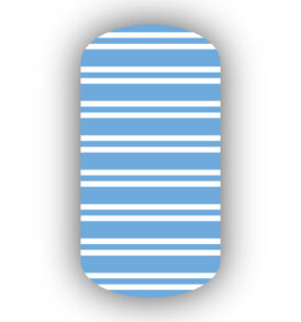 Light Blue with White Horizontal Pinstriped Nail Wraps